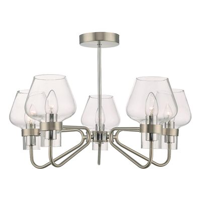 Dar Lighting DAR KETA Halvskyl loft lys Satin Chrome & poleret Chrome, 5x E14