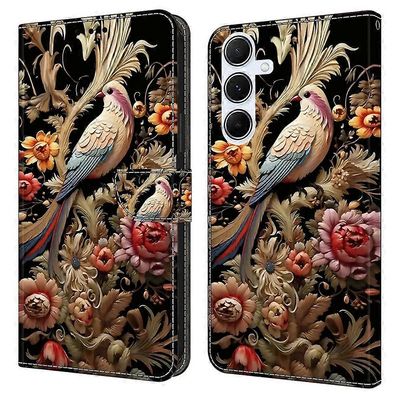 Samsung Galaxy A36 5G A56 5G Kotelo PU Nahkainen Lompakko Puhelimen Kansi Jalustalla Vintage Flower and Bird