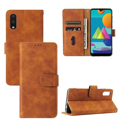 Etui til Samsung Galaxy A02 / M02 Cover Premium læder med kortholder Flip Folio magnetisk etui Etui Coque - sort Brown