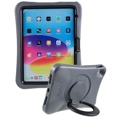 PEPKOO for iPad 10.9 (2022) støtsikkert nettbrettveske 360-graders roterbar PC-støtte EVA beskyttelsesdeksel Grå Svart
