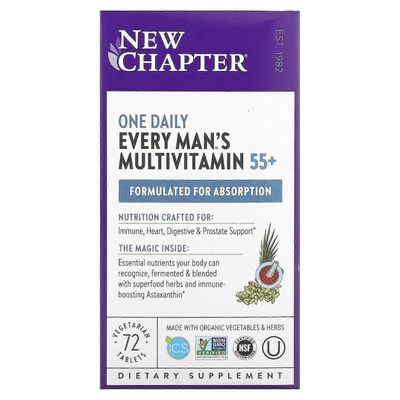 New Chapter Uusi luku, Every Man's One Daily 55+ monivitamiinia, 72 kasvistablettia