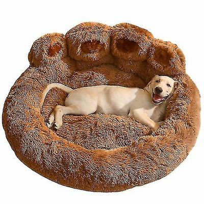 Koiran kissan sänky pörröinen tassu lemmikkisänky pehmeä kodikas lemmikkipehmo fleece pörröinen tyynysohva ruskea XL Bearing 30kg