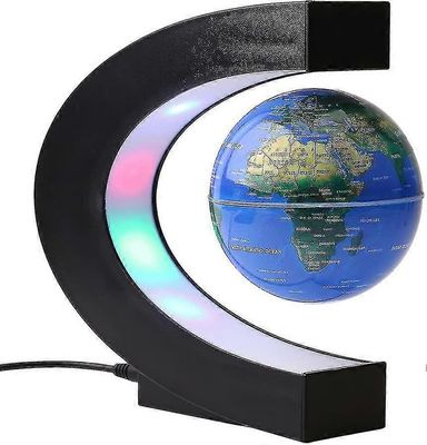 Magneettinen levitating globe kelluva maailman maapallo kartta C muoto jalusta 4 värillinen led-yövalot-maantiede Opetus Demo, lasten lahja, toimis...