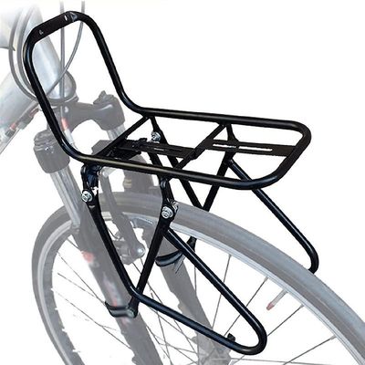 Sykkel foran stativ, aluminiumslegering Bagasje Touring Carrier Racks 15KG kapasitet Mountain Road Bike P Svart