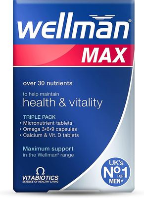 Vitabiotics Wellman Max 84 tablettia/kapselia Omega Health Vitality 3 kpl Pakkaukset 2 kpl