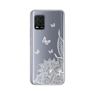 Crazy Kase Skrog til Xiaomi Mi 10 Blød Lite Mandala blomst og hvide sommerfugle