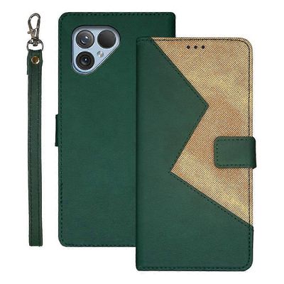 Fairphone 5 -kotelo, jossa korttikotelo Pu-nahkainen puhelimen kansi Vihreä