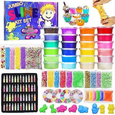 Handuo Diy Fluffy Cloud Clear Butter Glitter Glow I Dark Slime Making Kits 120pcs