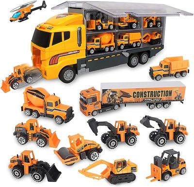 Almi Bygglektfordonsbilar Modelltruckar, Transportör Truck Mini Grävmaskin