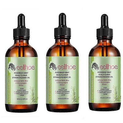 3X EELHOE Rosemary luonnollinen hellävarainen ja ärsyttämätön hiustenhoito eteerinen öljy korjaa hiusvaurioita ja parantaa hiusten laatua kiinnitty...