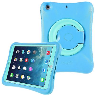PEPKOO Cool EVA iskunkestävä kotelo 360 asteen pyörivällä jalustalla 9,7 tuuman iPadille (2018)/(2017) Monivärinen Blue/Mint Green