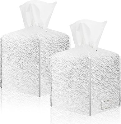 Tissue Box Pehmopaperilaatikon kansi, moderni Pu nahkainen kasvojen neliömäinen pehmopaperilaatikon pidike pöytäpöydille Kylpyhuoneen autotoimisto ...