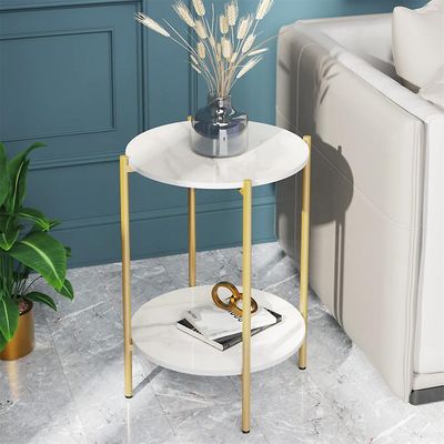 2-lags marmorbord i nordisk stil hvit elegant rund sidebord