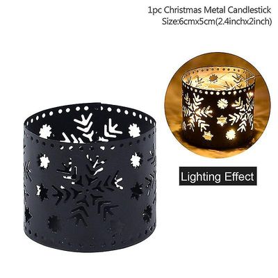 1 Pc Lysestake Hollow Out Dekorasjon Borddekorasjon Holiday Party Forsyninger Telys Holder Christmas Christmas Home Dekor Svart-snø