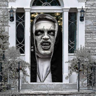 Halloween Horror Nun Creative 3d dør klistremerke personlighet tre dør hjem dekorasjon vegg klistremerke r