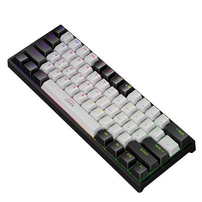 Kuankuanbao Kablet 60% mekanisk spilltastatur RGB-bakgrunnsbelyst kompakt 61-taster Mini-tastatur med blå brytere for Windows PC Hvit