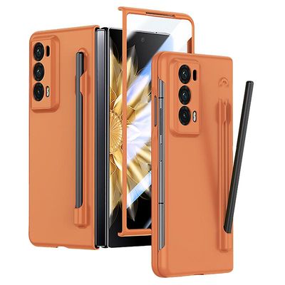 Honor Magic V2 5G -kosketuspuhelinkotelo, jossa karkaistu lasikalvo ja kynä Oranssi