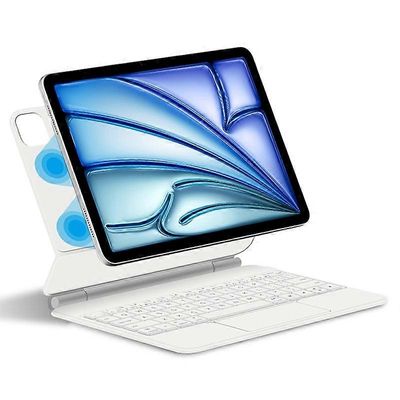 IPad Air 13 (2024) (M2) kelluva magneettikotelo Bluetooth-näppäimistö Multi-Touch-ohjauslevyllä - Wh Monivärinen White
