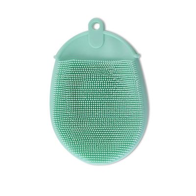 2pcs Silikone Massage Bad Brush Med Hook Soft eksfolierende handsker Baby Brusere Rengøring Mud Dirt Remover Scrub Brusere Bubble Grøn