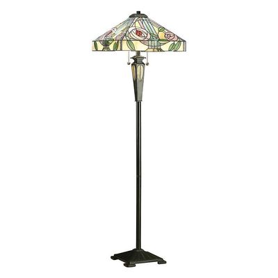 Interiors 1900 Lighting Pil 2 lys gulvlampe Mørk bronze, Tiffany stil glas, E27