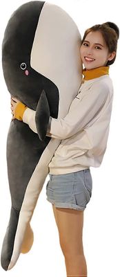 Ubiuo Sinivalas täytetty eläin, suuret täytetyt eläimet, söpö valas pehmolelu, erittäin pehmeä sininen valas pitkä muhkea vartalotyyny, lelulahja t...