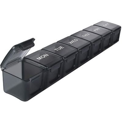 Stor pille arrangør for rejser, ugentlig pille boks, 7 dages pille sag sort