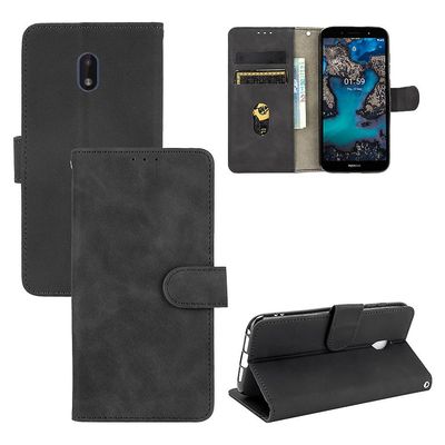 Etui til Nokia C1 Plus Cover Premium Læder med kortholder Flip Folio Magnetisk Etui Coque - Sort