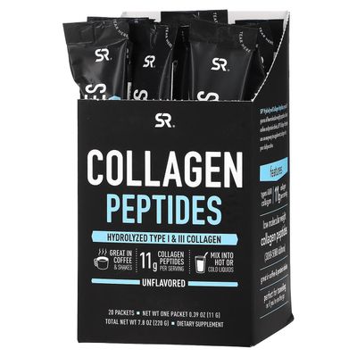 Sports Research Sportforskning, Kollagenpeptider, Smaklösa, 20 paket, 0.39 oz (11 g) vardera