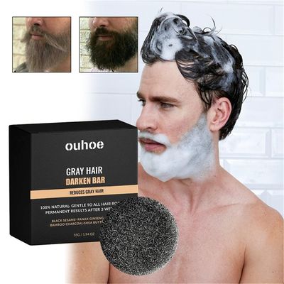 Baodan Grå Reverse Bar, Cover Gray Hair Bar såpe, Naturlig hår Darkening Shampoo Bar For dekning Grå hårsåpe, Grå Hvitt hår Reverse Bar, Fast Natur...
