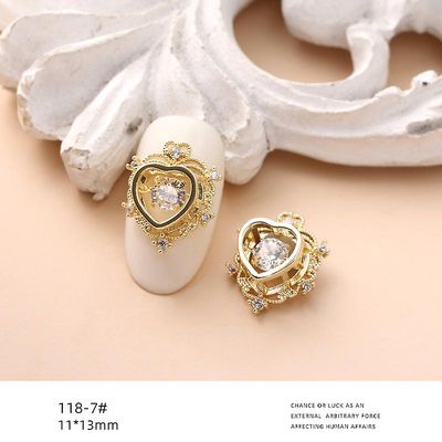 Zircon smykker Smart Elf vil flytte Fortune Cat Beat Heart Bear Nail Dekoration guld 1187 Beating heart of