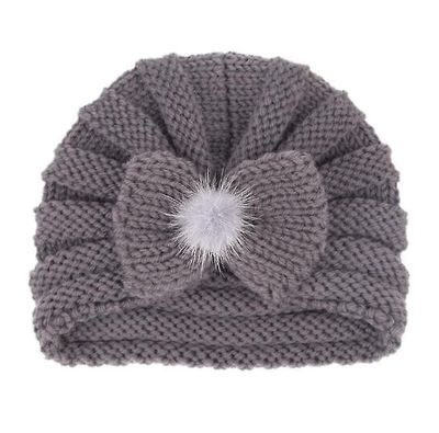 Handuo Baby Hue Hat Nyfødte Hatte Toddler Toddler Soft Cute Strik Cap grå