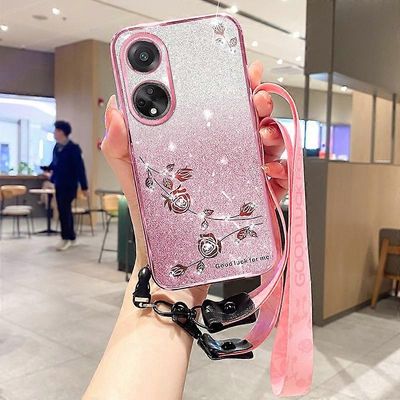 KADEM Oppo A98 5G -puhelinkotelolle Glitter strassi Gradient TPU-kansi kantohihnalla Monivärinen Style A