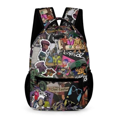 Reppu xp1902 Gorillaz lasten reput söpö koululaukku kirjalaukku rento päiväreppu ulkoilumatka selkäreppu pojille tytöille1902 16.1 X 11.8 X 4.5inches