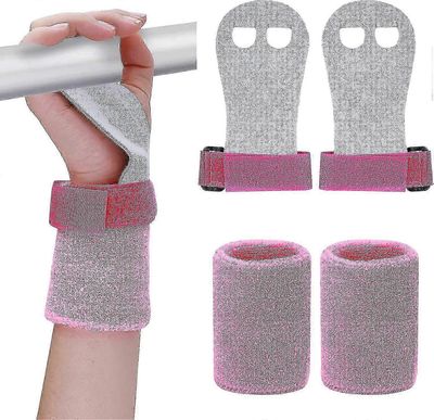 2 kpl voimistelukahvoja rannekkeissa lapsille, voimistelukahvat voimisteluun lasten harjoitteluun ja liikuntaan Vaaleanpunainen