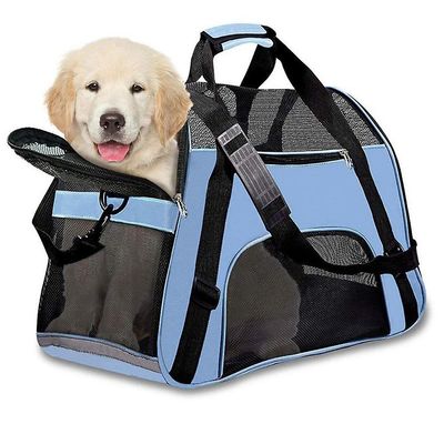 Eveltek Blød side Pet Carrier Rejsetaske Små hunde, mellemstore katte Kaniner Blå M