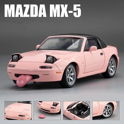 Aintier 1:32 MAZDA MX-5 legering sportsvogn model trykstøbt metal legetøjsbil køretøj model høj simulering lyd og lys samling børn gaver Pink