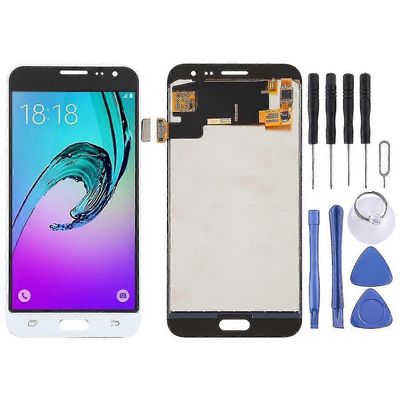Tft LCD-näyttö Galaxy J3:lle (2016) J320fn, J320f, J320g, J320m, J320a, J320v, J320p Digitizer Full Assembly (musta) Valkoinen