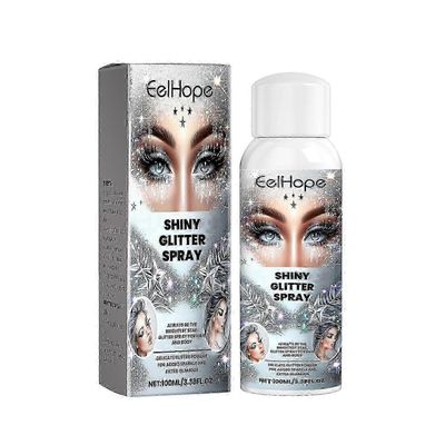 Eelhope Sparkly Glitter Spray, Hair Body Highlight Shimmer Prom Festival Bash Glitter Spray