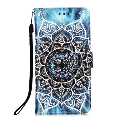 Foxdock Kompatibel med Samsung Galaxy S22 Case Læder Flip Wallet Cover med kort slotholder kickstand mønster - Datura