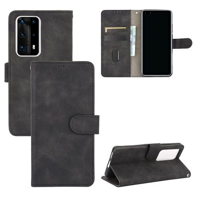 Etui til Huawei P40 Pro Plus Cover Premium Læder med kortholder Flip Folio Magnetisk Etui Coque - Sort