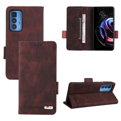 Gangxun Etui til Motorola Moto Edge 20 Pro / edge S Pro læderetui Folio Flip med kreditkortspor Etui Coque Brown