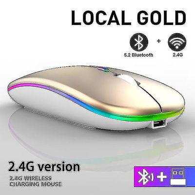 Ny trådløs Bluetooth-mus med usb genopladelig Rgb-mus 2.4 ghz 1600 dpi