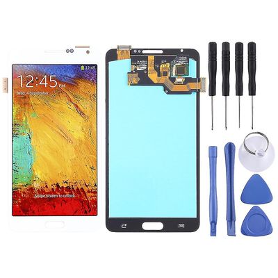 Oled LCD -näyttö Galaxy Note 3: lle, N9000: lle (3g), N9005: lle (3g / lte) digitoijan täyskokoonpanolla (musta) Valkoinen