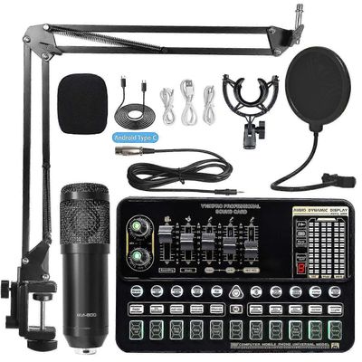 Ammattimainen äänitysstudion äänisarja ulkoisesta live-karaokemikrofonin äänestä Card_A05 Musta