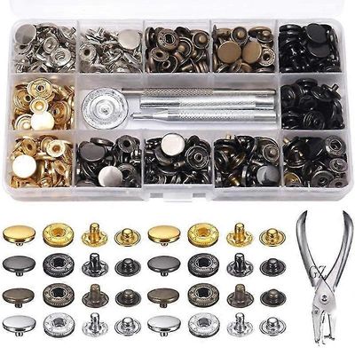 Painonapitsettisarja 120 Sarjat 6 väri metallinappi painonapitus nastat kiinnitystyökaluilla vaatteiden nahka rannekoru Farkut