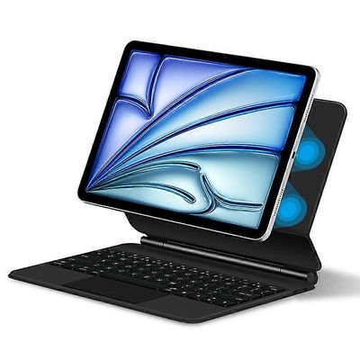 IPad Air 11 (2024) (M2) Bluetooth-näppäimistö magneettinen jousitus PC + PU nahkainen tablet-kotelo - musta Monivärinen Black