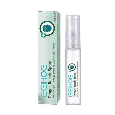 Kielenkorjaussuihke, suun hajun poistaja kuivuuteen ja pahanhajuiseen hengitykseen, halkeilevan kielen lievityssuihke, välitön suun kuivumisen liev...