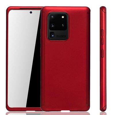 König Taske mobiltelefonbeskytter til Samsung Galaxy S20 Ultra 360 Case Cover Screen Protector Rød