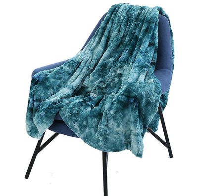 Handuo Faux Fur Throw Blanket - Super Bløde lodne tæpper til sofa, seng blå 130*160CM