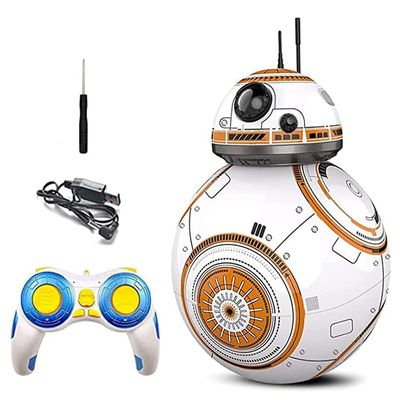 Longzhen 2.4g fjernkontroll robot intelligent Star Wars oppgradering RC BB8 robot med musikk lyd action figur gave leker ball bb-8 for barn Hvit